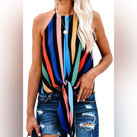 Colorful Striped Halter - Perfect for Summer - Picture 1 of 5